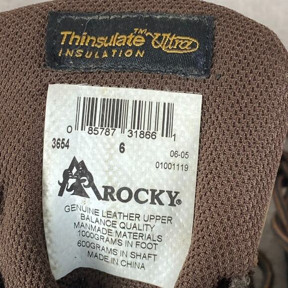 Rocky Mens Thinsulate 1000 Gram Winter Boots Size 6 Leather Waterproof Work Snow - Picture 8 of 9